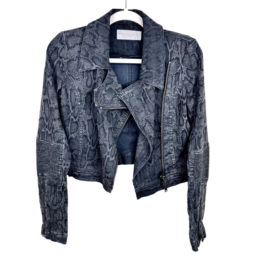 Stella McCartney Moto Biker Jacket SZ 38 US 4/6 Like New Black/Gray - Picture 15 of 16